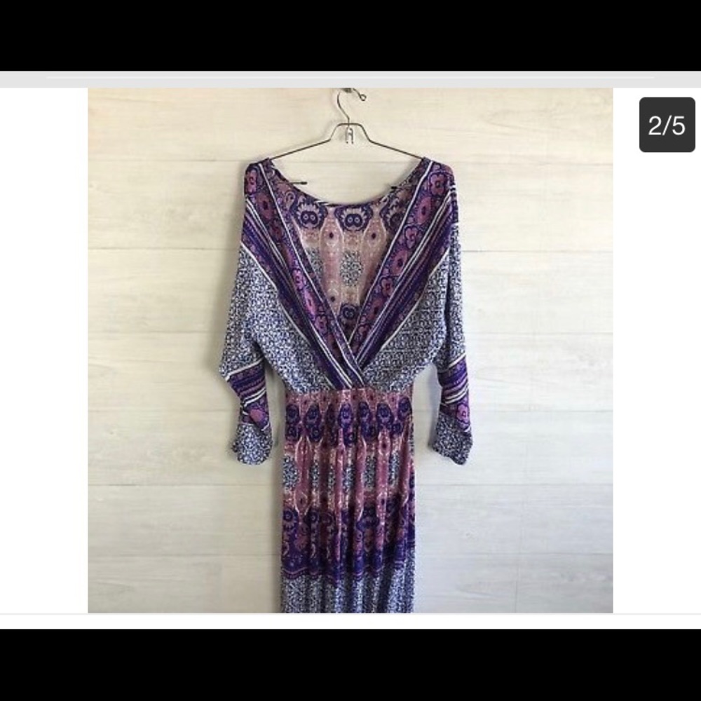 Free people open back long sleeve maxi.